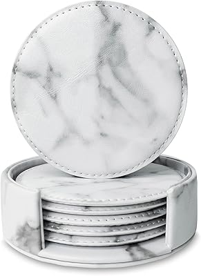 Uplife marble design dessous de verre en cuir pu, lot de 6 avec