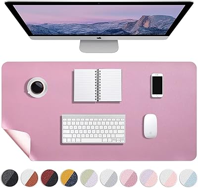 Techiteulip sous-main de protection en cuir pu antidérapant, tapis de souris multifonctionnel
