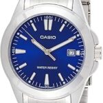 Montre casio pour homme, cadran bleu, bracelet en acier inoxydable - mtp-1215a-2a2df