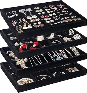 Badum organisateur de plateaux à bijoux empilables en velours, présentoir à bijoux