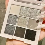 Palette de fards à paupières smokey noir et blanc, 9 couleurs mates, fard