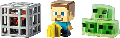 Pack de 3 figurines minecraft farming steve spider & slime blocks