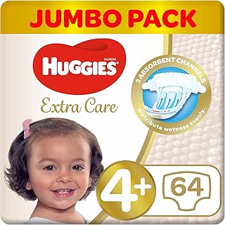 Couches huggies extra care, taille 4+, 10-16 kg, 64 pièces