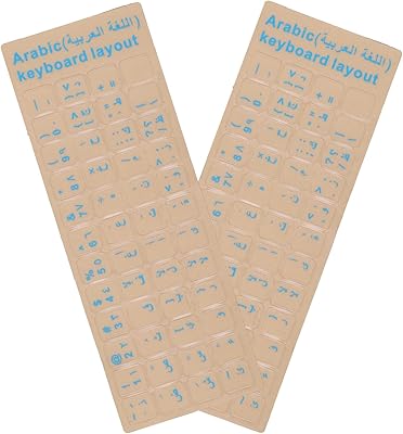 Autocollants internationaux pour clavier arabe avec fond transparent avec lettres bleues pour ordinateur