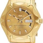 Montre seiko à cadran doré 5 pour homme, acier inoxydable, automatique - snz450j1