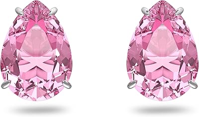 Boucles d'oreilles en forme de larme rose swarovski, cristaux roses taillés en forme