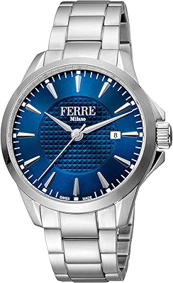 Montre à quartz à trois aiguilles pour homme en acier inoxydable fm1g157m0051, bleu