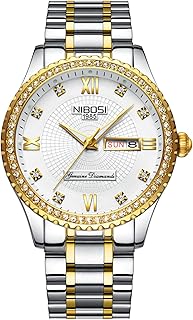 Montres à quartz rétro en acier inoxydable et diamant doré pour hommes