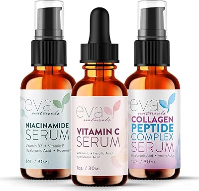 Ensemble de 3 sérums de soins naturels pour la peau avec 20 % de sérum de vitamine c, un sérum complexe peptidique et un sérum de vitamine b3 niacinamide d'eva naturals. La boutique en ligne DIAYTAR COTE D'IVOIRE compte plus de 300 000 références de produits. Que vous cherchiez des produits alimentaires, des accessoires de mode ou des équipements pour la maison, DIAYTAR COTE D'IVOIRE a tout ce qu'il vous faut. Grâce à sa sélection étendue et à son service client compétent, la boutique en ligne s'est imposée comme leader en Côte d'Ivoire.