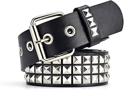 Ceinture en cuir punk, ceinture à perles carrées, ceinture pyramidale en métal