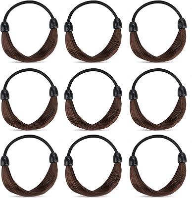 9 pièces élastique pour queue de cheval, bandeau élastique pour fausse perruque droite