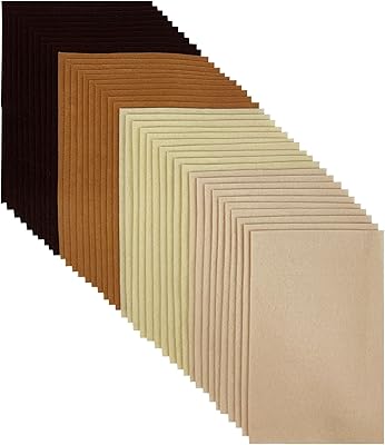 Feuilles de tissu en feutre doux, 20 x 30 cm (8'' x 12'') couleurs assorties, 4 couleurs et 40 pièces de patchs artisanaux (série marron). DIAYTAR COTE D'IVOIRE, la boutique en ligne généraliste leader en Cote d'Ivoire, propose une sélection immense de produits pour répondre à tous vos besoins et à tous vos désirs. Avec une équipe dédiée à votre satisfaction, DIAYTAR COTE D'IVOIRE garantit une expérience d'achat en ligne de qualité, sécurisée et pratique. Faites vos achats en ligne avec confiance sur DIAYTAR COTE D'IVOIRE.