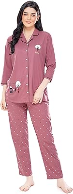 Ensemble chemise et pyjama en coton imprimé à pois pour femme 5242