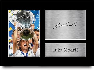 Cadeau signature hwc trading luka modric format a4 imprimé avec l'image du real