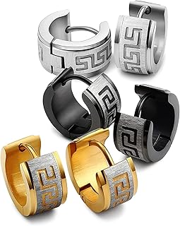 Kastwave petites boucles d'oreilles créoles en acier inoxydable pour hommes, boucles d'oreilles créoles