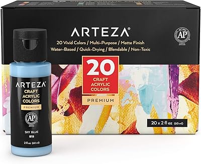 Peinture acrylique artisanale arteza flacon de 60 ml lot de 20 peinture