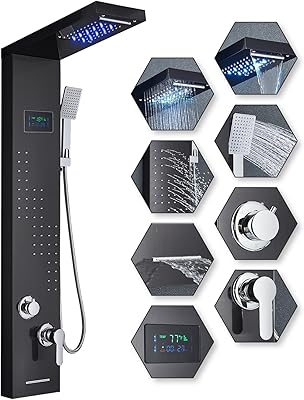 Système de tour de douche yagatab, panneaux de douche multifonctions à affichage numérique