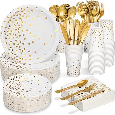 Ensemble de couverts jetables teplo blanc et or 350 pièces - assiettes en carton, serviettes, tasses, fourchettes, couteaux et cuillères pour anniversaires, mariages et remise des diplômes. Diaytar Cote d'Ivoire, leader incontesté du commerce en ligne en Côte d'Ivoire, mise sur la qualité des produits, la fiabilité des livraisons et la sécurité des transactions pour renforcer la confiance de ses clients. Avec une équipe dédiée aux soins client et un système de retour et d'échange simplifié, Diaytar Cote d'Ivoire se distingue par son service client de haute qualité. Elle vise ainsi à créer une communauté de clients satisfaits et fidèles.
