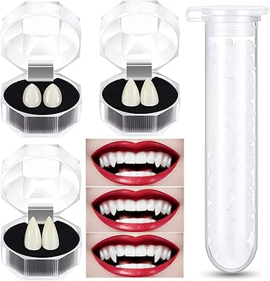 Dents de vampire, 3 tailles de dents de vampire avec 1 tube d'adhésif, accessoires de cosplay pour halloween et fêtes de noël (3 paires). Découvrez DIAYTAR COTE D'IVOIRE, votre boutique en ligne généraliste de confiance avec plus de 300000 références. Nous sommes leaders en Côte d'Ivoire pour notre large sélection de produits et notre service client de haute qualité. Nous mettons tout en œuvre pour satisfaire vos besoins.