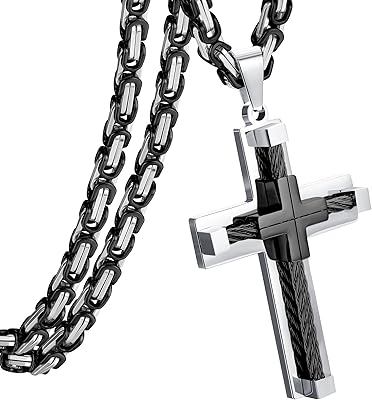 Collier croix pour hommes, grande chaîne croix argent/or/noir, collier pendentif byzantin, 24 pouces, métal, zircone cubique. DIAYTAR COTE D'IVOIRE, boutique en ligne généraliste avec plus de 300000 references, est la boutique leader en Cote d'Ivoire. Elle propose une large gamme de produits allant de l'électronique à la mode en passant par les produits alimentaires. Vous pouvez trouver tout ce dont vous avez besoin en un seul endroit.