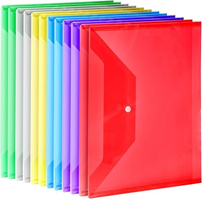Paquet de 12 enveloppes en plastique poly, organiseurs de documents leobro a4 avec