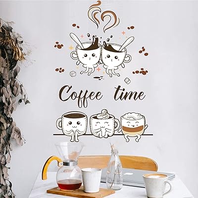 Stickers muraux kain coffee time pour cuisine, café, autocollants muraux en vinyle