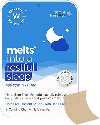 Wellbeing nutrition mélatonine végétalienne 5 mg avec tagara de l'himalaya, fleur de la passion,
