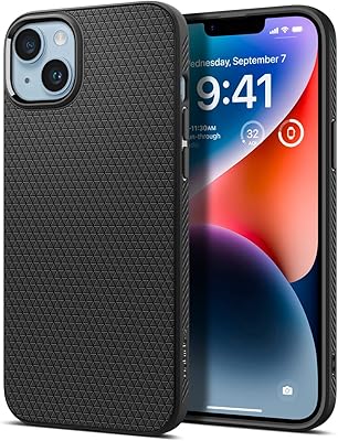 Coque spigen liquid air conçue pour iphone 14 - noir mat