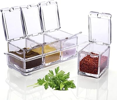 Pot à épices amovible en acrylique yo-home, 4 pièces, avec 4 cuillères et couvercle pour la maison et la cuisine. DIAYTAR COTE D'IVOIRE est la boutique en ligne leader en Côte d'Ivoire, offrant une grande sélection de produits de haute qualité et à des prix compétitifs. La boutique propose des services de paiement sécurisés et des options de livraison flexibles, ce qui en fait une destination de choix pour les acheteurs en ligne. Elle est reconnue pour son engagement envers la satisfaction de ses clients.