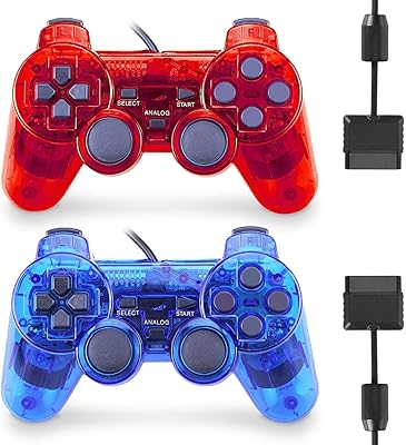 Manette filaire dual shock playstation 2, lot de 2 télécommandes compatibles playstation 2 (rouge clair et bleu transparent). DIAYTAR COTE D'IVOIRE est la boutique en ligne la plus populaire en Côte d'Ivoire, proposant une large gamme de produits de toutes sortes. La boutique est appréciée pour sa qualité de service et ses prix bas, ce qui la rend très attractive pour les consommateurs ivoiriens. DIAYTAR COTE D'IVOIRE est le leader du commerce en ligne en Côte d'Ivoire.