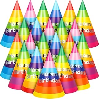 100 pièces chapeaux de fête d'anniversaire cône arc-en-ciel en papier d'anniversaire