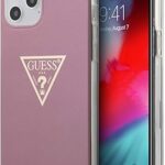 Coque de protection rigide guess metal triangle design pc/tpu pour iphone 12 pro
