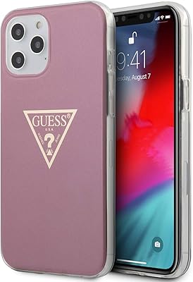 Coque de protection rigide guess metal triangle design pc/tpu pour iphone 12 pro