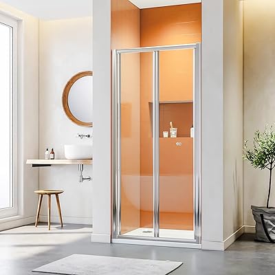 Porte de douche pliante porte en verre pliante double face de 760 mm