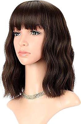 Perruque courte ondulée aux épaules pour femmes - perruque synthétique courte bouclée bob
