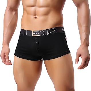 Sous-vêtements pour hommes respirant coton ceinture bouton d'impression confortable boxer culotte mâle satin