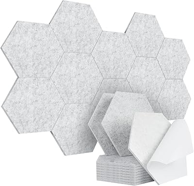 12 panneaux acoustiques auto-adhésifs hexagonaux insonorisants insonorisants pour murs x 10