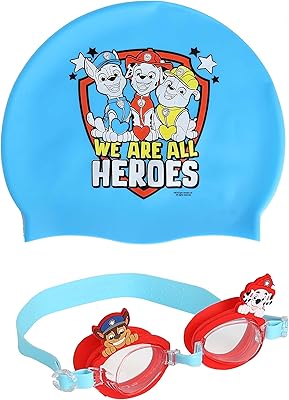 Lunettes de natation nickelodeon paw patrol avec bonnet de bain, anti-fuite, anti-uv, lunettes