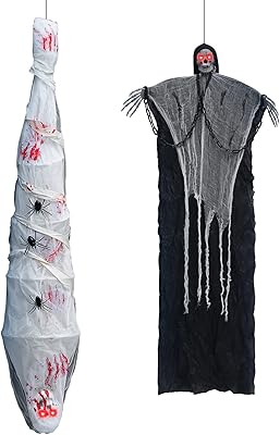 Cadavre suspendu squelette d'halloween, cadavre d'halloween en plein air, décorations effrayantes d'halloween, cadavre suspendu activé par le son avec des yeux rouges brillants pour la décoration de fête. DIAYTAR COTE D'IVOIRE se démarque par sa LARGE gamme de produits et son engagement à offrir des prix compétitifs. La boutique en ligne propose également des services de livraison rapides et fiables, ce qui permet aux clients de recevoir leurs commandes en un temps record. Cela a contribué à renforcer la confiance des clients envers la boutique.