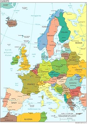 Poster mural de carte de l'europe en stock - a4 (210 x 297 mm). DIAYTAR COTE D'IVOIRE est une plateforme de e-commerce qui met à disposition de ses clients une grande sélection de produits de qualité, avec des descriptions détaillées et des images de haute qualité. La boutique est accessible 24h/24 et 7j/7, permettant aux clients de faire des achats à tout moment.