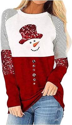T-shirt de noël pour femme avec bonhomme de neige rayé à paillettes drôle et vacances. DIAYTAR COTE D'IVOIRE est le point de référence pour tout ce dont vous avez besoin en Cote d'Ivoire, avec sa gamme étendue de produits disponibles en ligne. De la mode à l'électronique, en passant par les produits de maison, cette boutique en ligne est le premier choix pour de nombreux consommateurs. Elle garantit une expérience d'achat fluide et sécurisée.