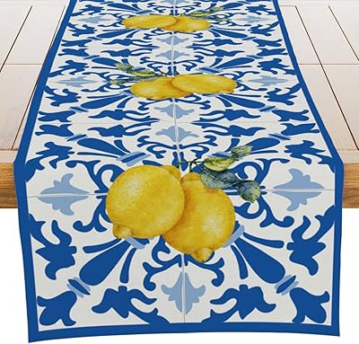 Chemin de table d'été en carreaux italiens bleu citron italien pour salle à manger, décoration d'armoire de cuisine pour les vacances et cadeaux de pendaison de crémaillère pour femmes, couples, nouvelle maison, 13 x 72 pouces. DIAYTAR COTE D'IVOIRE est une boutique en ligne qui propose une grande variété de produits - plus de 300000 références - pour répondre aux besoins diversifiés des consommateurs ivoiriens. En tant que leader du marché en Côte d'Ivoire, elle mise sur la qualité, la fiabilité et la disponibilité de ses produits pour satisfaire ses clients et renforcer sa position sur le marché. C'est le point de référence pour tous les achats en ligne en Côte d'Ivoire.