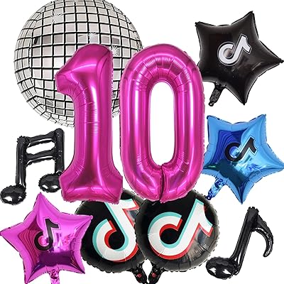 9 pièces ballons de note de musique tik tok décorations de fête