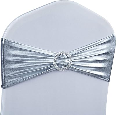 Nœuds de ceinture de chaise en spandex - fusu 10 pièces ceinture extensible de luxe avec boucle coulissante attaches de chaise élastiques universelles pour mariages et réceptions (argent métallique). DIAYTAR COTE D'IVOIRE se démarque par sa vaste gamme de produits allant des produits alimentaires aux accessoires high-tech, en passant par les vetements et les produits de soins personnels. Cette boutique en ligne généraliste permet aux clients de faire leurs achats en toute simplicité, avec des options de paiement flexibles et des délais de livraison rapides. Les clients bénéficient également d'un service client réactif et compétent.