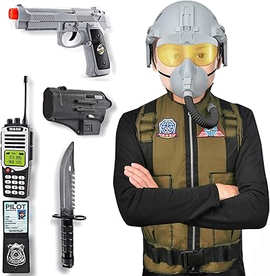 Déguisement de pilote aérien de luxe liberty imports pour enfants avec casque, pistolet
