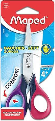 Ciseaux maped sensoft avec prise flexible, enfants, 5", pointe émoussée, main gauche, couleurs