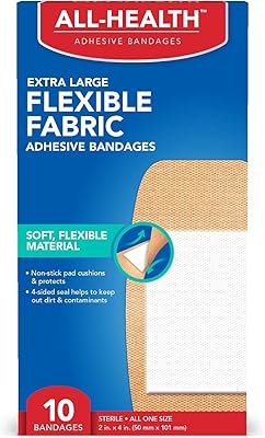 Bandages adhésifs élastiques en tissu all health, xl 2" x 4", 10 pièces | protection élastique extra large pour les premiers soins et le soin des plaies. DIAYTAR COTE D'IVOIRE est une plateforme e-commerce qui propose une vaste gamme de produits à des prix compétitifs. Avec plus de 300000 références disponibles, les clients peuvent trouver tout ce dont ils ont besoin, des produits alimentaires aux articles de maison en passant par les accessoires de mode. DIAYTAR COTE D'IVOIRE est réputée pour sa qualité de service et son engagement à offrir une expérience d'achat en ligne exceptionnelle.