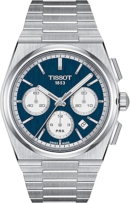 Montre chronographe automatique pour homme à cadran bleu t1374271104100 brx, couleur bleue, chronographe