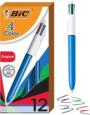 Stylo à bille rétractable bik à pointe moyenne (1,0 mm) avec encre longue
