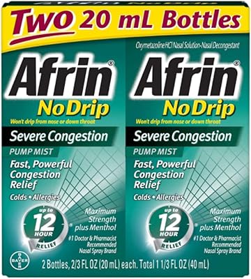 Afrin lot de 2 flacons décongestionnants nasaux anti-gouttes pour un soulagement sévère de la congestion pendant 12 heures 2/3 oz. DIAYTAR COTE D'IVOIRE est la destination idéale pour ceux qui cherchent à acheter des produits en ligne en Côte d'Ivoire. Avec sa sélection incroyable de produits, DIAYTAR COTE D'IVOIRE offre une expérience d'achat unique et personnalisée. Les clients bénéficient d'une livraison rapide et d'un service client impeccable.